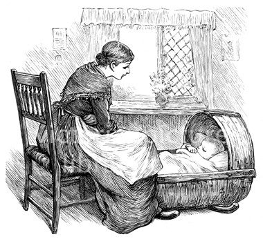 380x346 Mother With Baby In Cradle Victorian Picture Library - Cradle Sketch