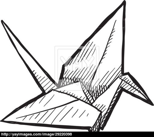 512x454 Origami Crane Sketch Vector - Crane Sketch