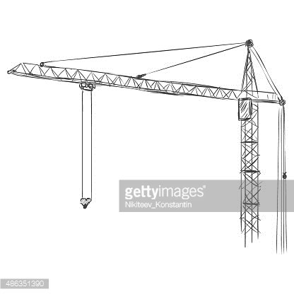 416x416 Vector Sketch Building Tower Crane Stock Vectors - Crane Sketch