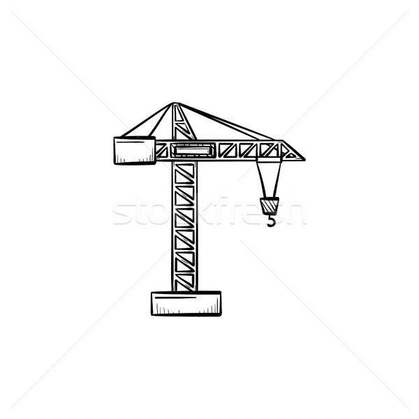600x600 Construction Crane Hand Drawn Sketch Icon.. Vector Illustration - Crane Sketch