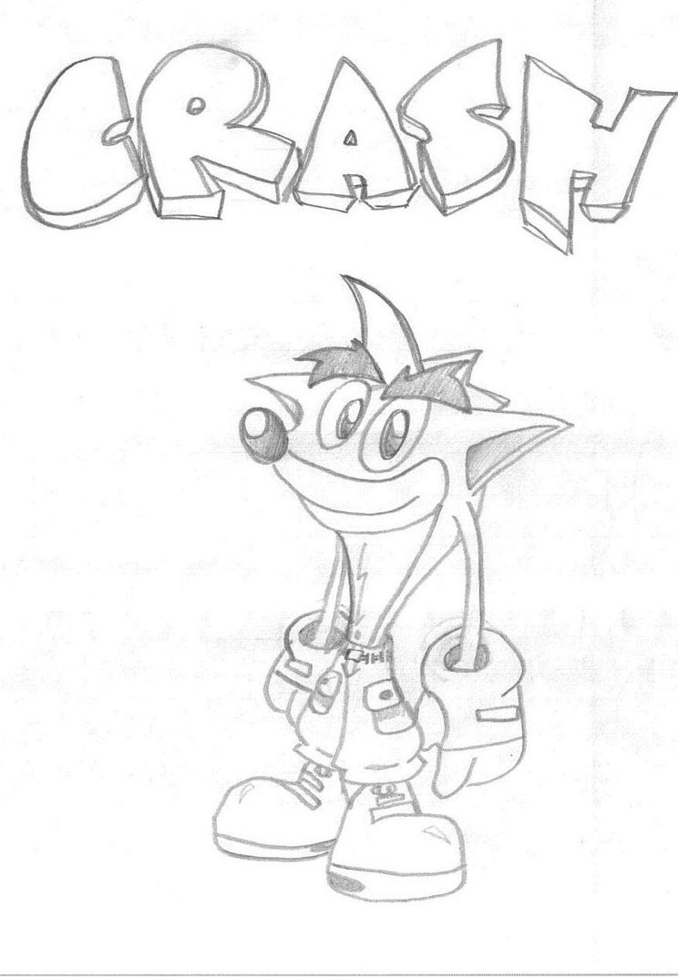744x1074 Crash Bandicoot Drawing Sketch Drawing Skill - Crash Bandicoot Sketch
