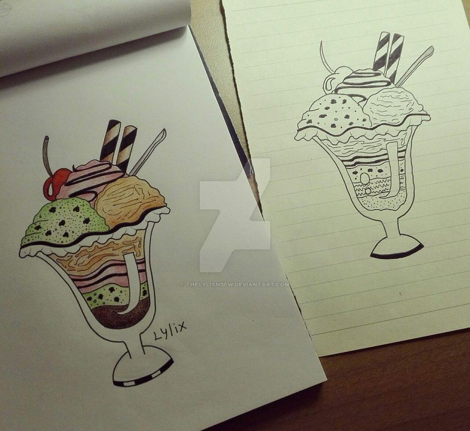 934x855 Ice Cream Sketch And Final + Colour. By Thelylixnsfw - Cream Sketch