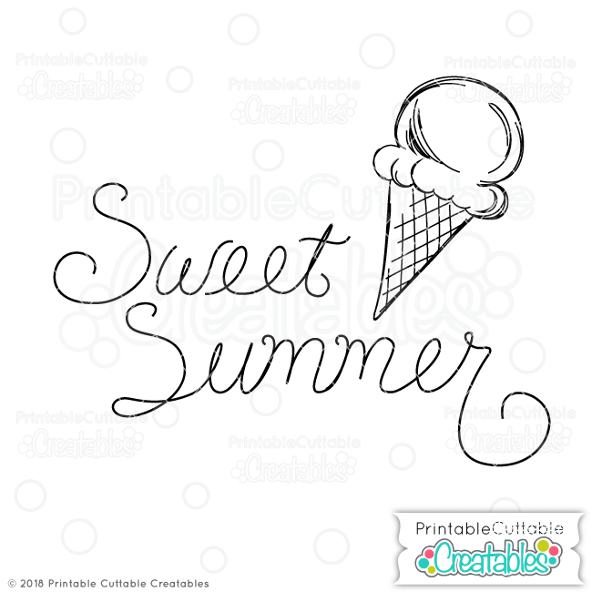 650x650 Doodle Sweet Summer Ice Cream Cone Svg Sketch File For Silhouette - Cream Sketch
