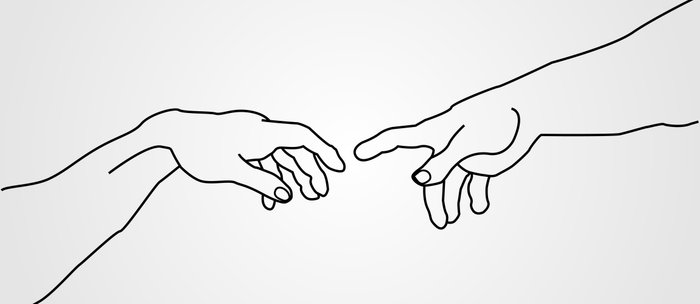 700x304 Hands Showing The Creation Of Adam Coffee Mug By Shawlinmohd - Creation Of Adam Sketch