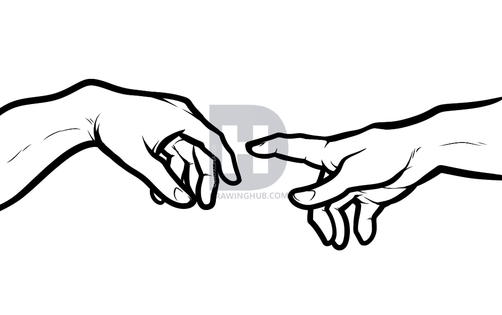 1018x639 How To Draw The Creation, Creation Of Adam, Step By Step, Drawing - Creation Of Adam Sketch