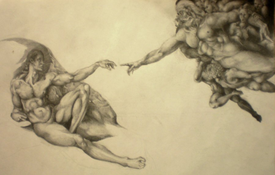 900x572 Sketch To Creation Of Adam By Xeonemzis - Creation Of Adam Sketch
