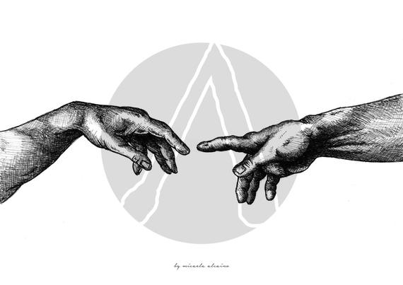 570x403 The Creation Of Adam Sketch Etsy - Creation Of Adam Sketch