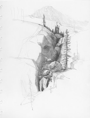 307x400 Diane Wright Art Journal Shadow Creek Falls - Creek Sketch