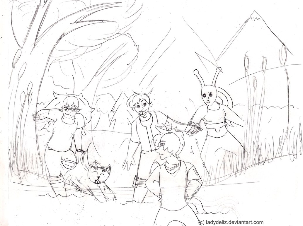 1034x772 Down At The Creek (Sketch) By Ladydeliz - Creek Sketch