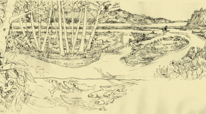 672x372 Snow Creek Restoration Wayside Panel Sketch The Art Of Larry Eifert - Creek Sketch