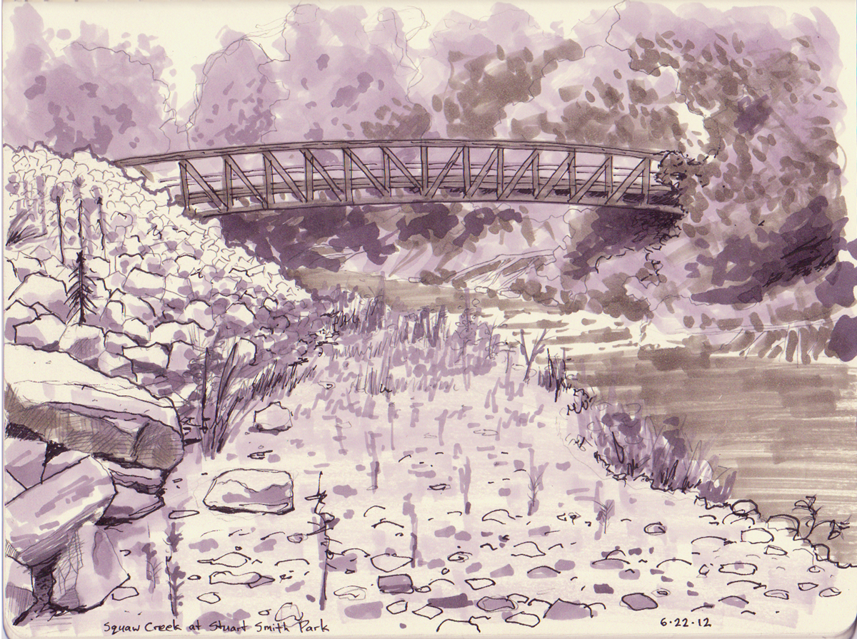 1200x896 Squaw Creek Marker Amp Ink Sketch John Petersen - Creek Sketch
