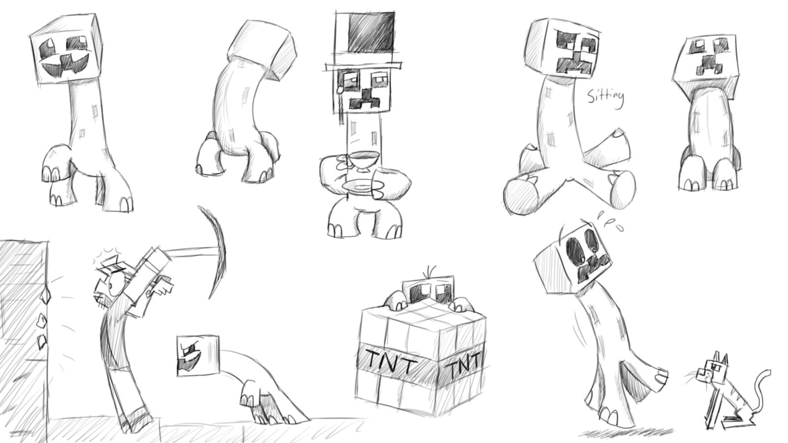1600x900 Creeper Sketches By Prezleek - Creeper Sketch