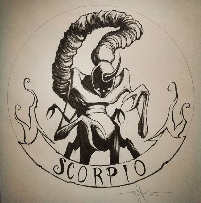 700x707 Artist Shows The Dark Side Of Zodiac Signs With Creepy Sketches - Creepy Sketches