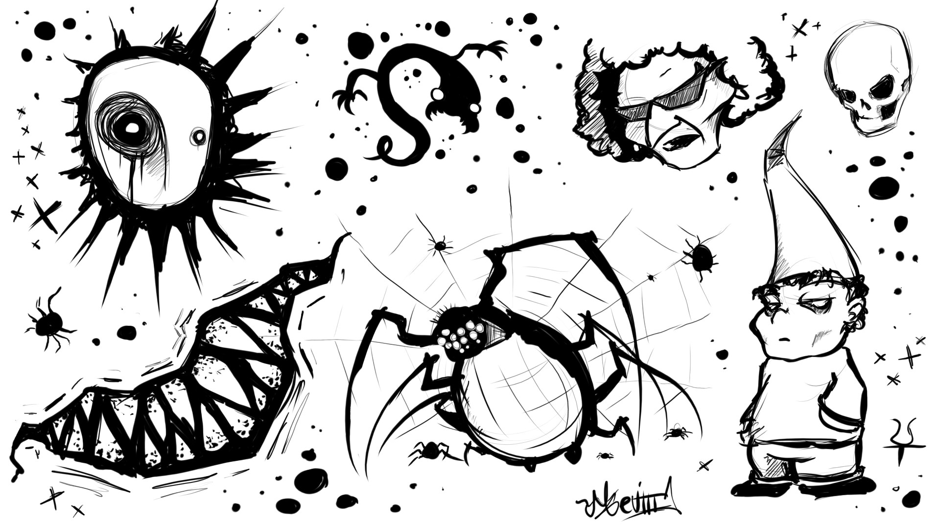 1920x1080 Juan Sevilla - Creepy Sketches