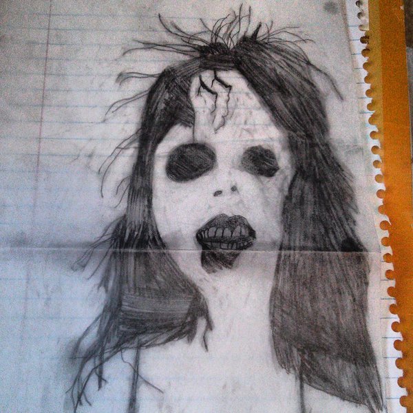 600x600 Creepy Skull Girl Sketch By Scourge Jayfeather - Creepy Skull Sketch