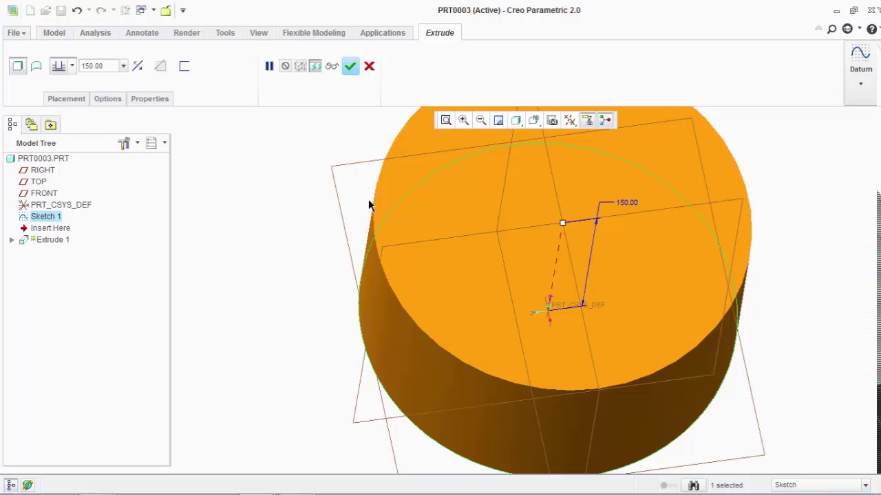 1280x720 Creo Parametric Basic Tutorial Part Iv Sketch To Extrude(2d To 3d - Creo 3d Sketch