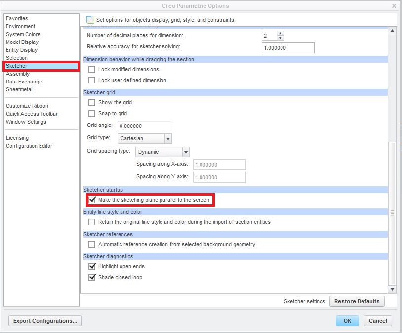 814x674 Making 2d Orientation Default For Sketching In Creo - Creo 3d Sketch