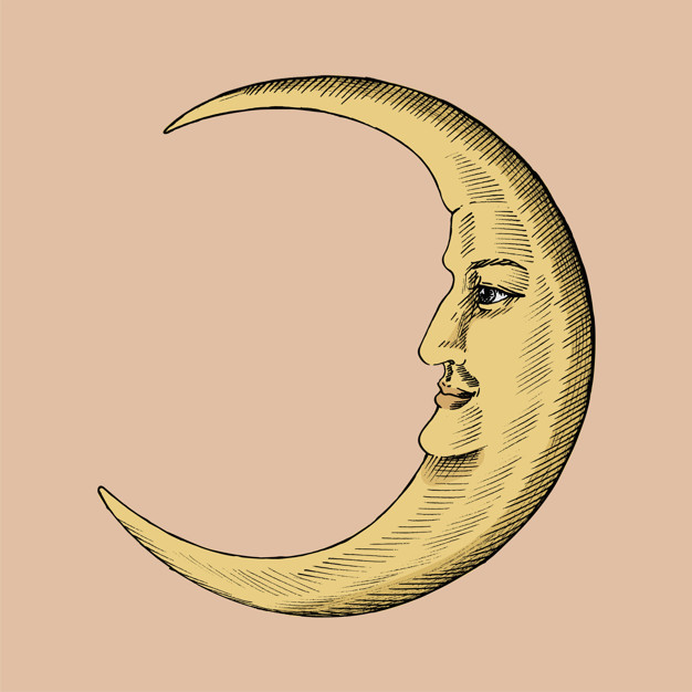 626x626 Hand Drawn Sketch Of A Crescent Moon Vector Premium Download - Crescent Moon Sketch