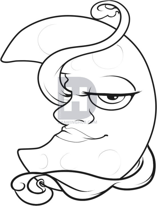 550x720 How To Draw A Crescent Moon, Step By Step, Drawing Guide, By - Crescent Moon Sketch