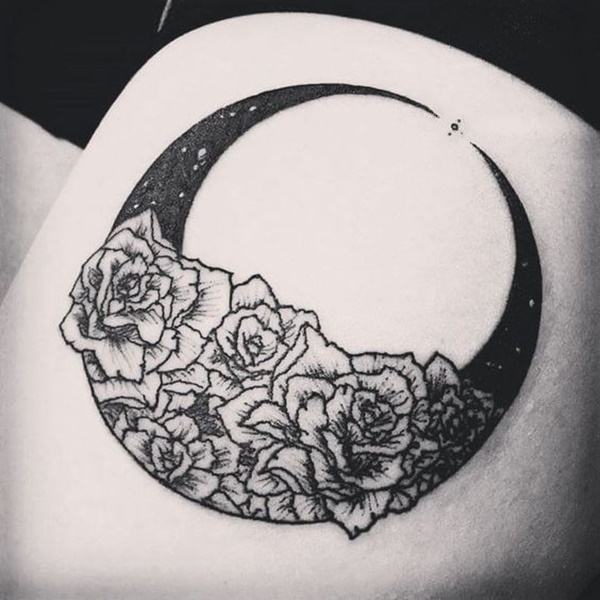 600x600 99 Moon Tattoos That Will Illuminate Your Imagination - Crescent Moon Sketch