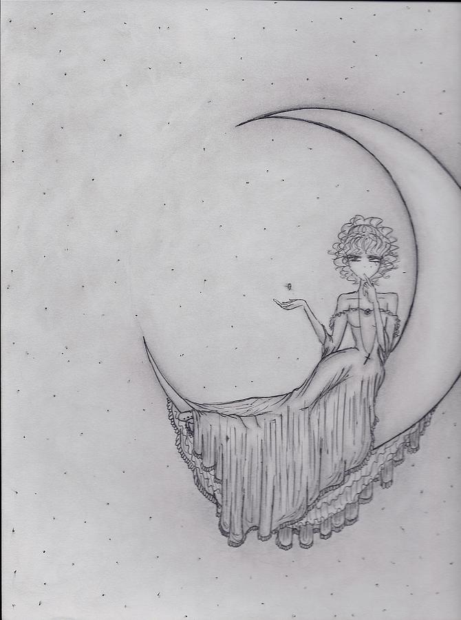 670x900 I Am The Crescent Moon Drawing By Abdiellisse Almodovar - Crescent Sketch