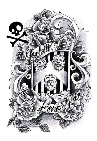 400x583 Family Crest Tattoo Sketch, Stencil Design Tattoos - Crest Sketch