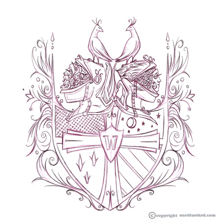 450x450 Onebluebird Illustrations For The Big Day - Crest Sketch
