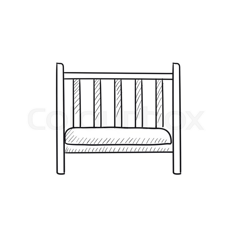 800x800 Baby Cot Vector Sketch Icon Isolated On Background. Hand Drawn - Crib Sketch