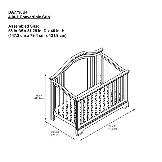 522x522 Baby Relax Macy 4 In 1 Convertible Crib, Natural - Crib Sketch
