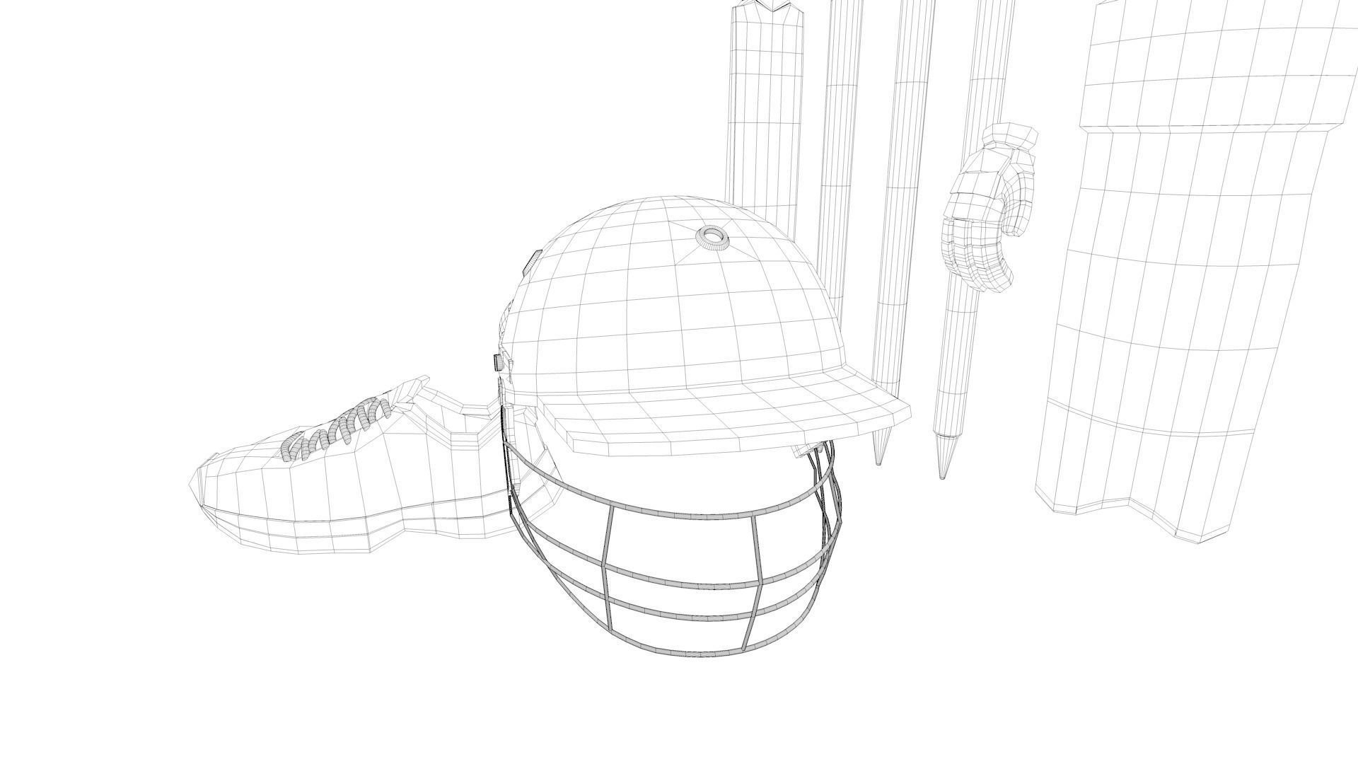 1920x1080 Cricket Bat And Helmet 3d Model Cgtrader - Cricket Bat Sketch