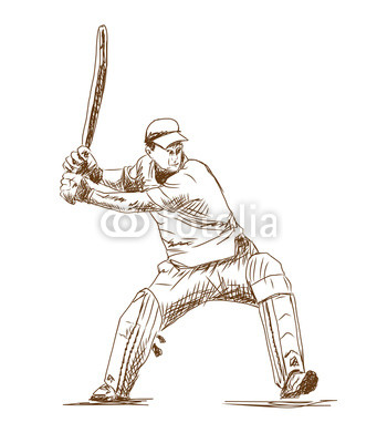 341x400 Customised Wallpaper Murals Pictowall - Cricket Bat Sketch