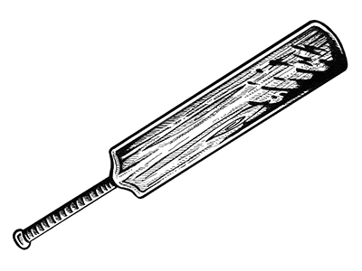 400x300 Drawn Bat Black And White - Cricket Bat Sketch