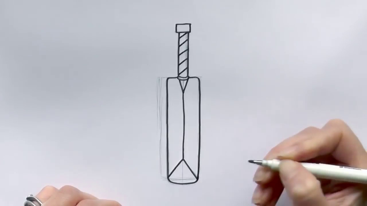 1280x720 How To Draw A Cartoon Cricket Bat - Cricket Bat Sketch