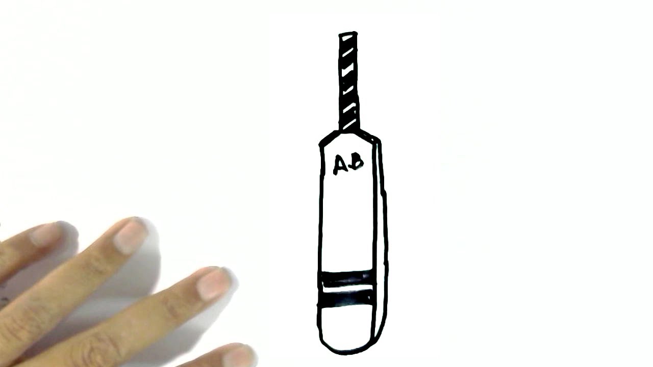 1280x720 How To Draw A Cricket Bat In Easy Steps For Children. Beginners - Cricket Bat Sketch