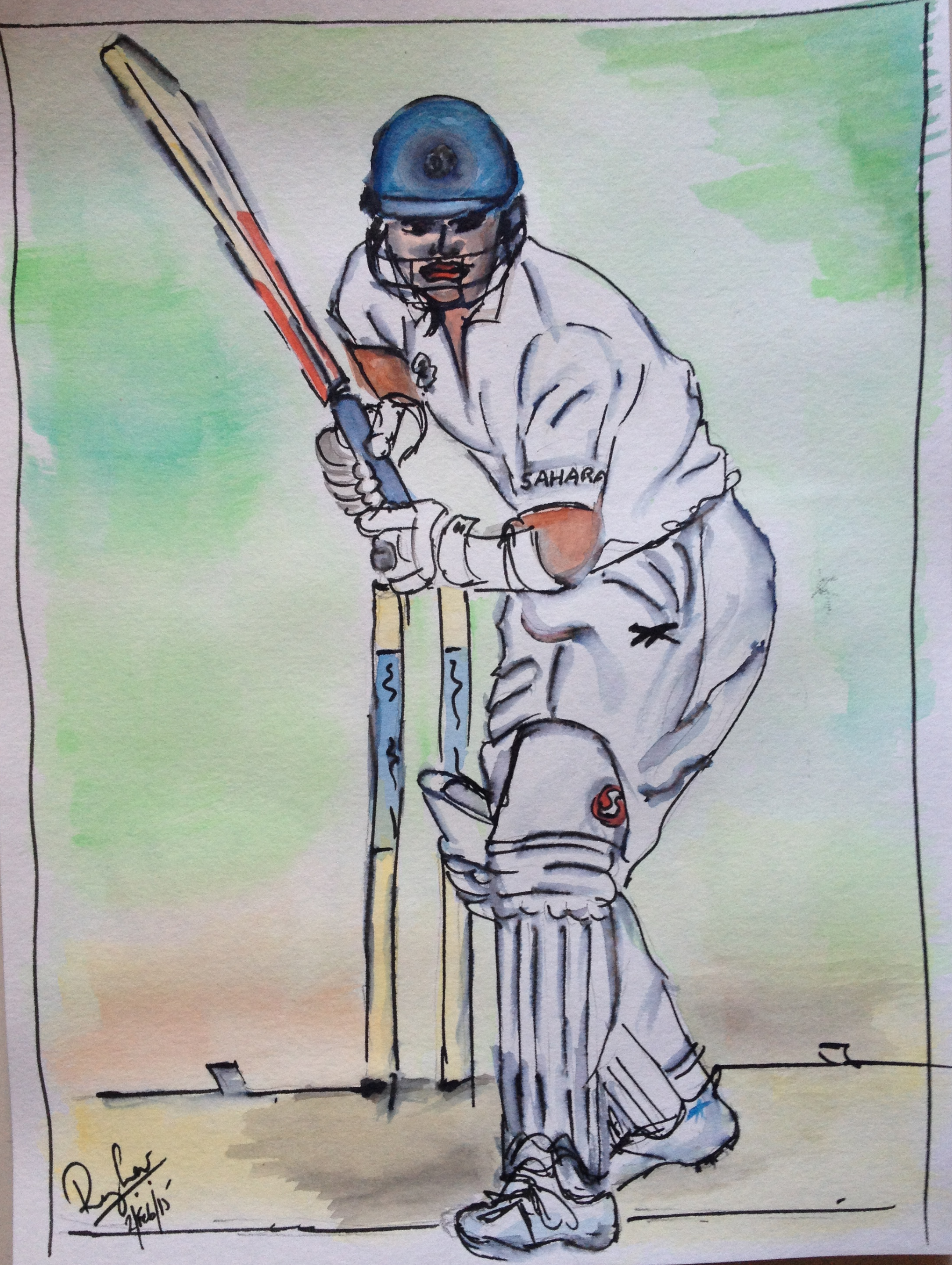 2169x2881 Indian Cricket In Whites. Or Blue Raghav Iyengar - Cricket Sketch