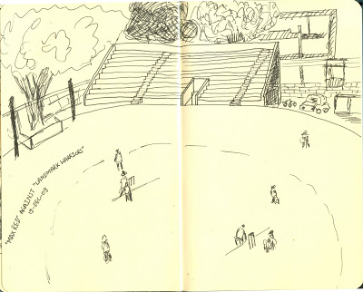 400x322 Footsteps In The Journey Of Art Sketch - Cricket Sketch