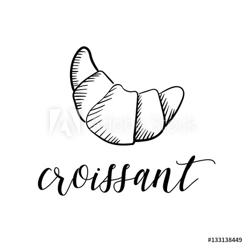 500x500 Croissant Sketch. Hand Drawn Icon - Croissant Sketch