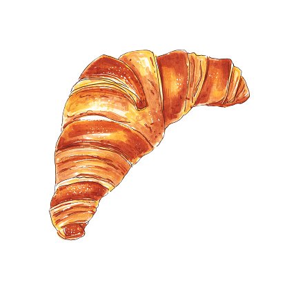 416x416 Hand Drawn Sketch Premium Clipart - Croissant Sketch