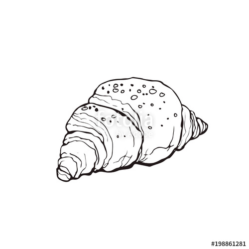 500x500 Hand Drawn Bread Isolated On White Background. Croissant Icon - Croissant Sketch