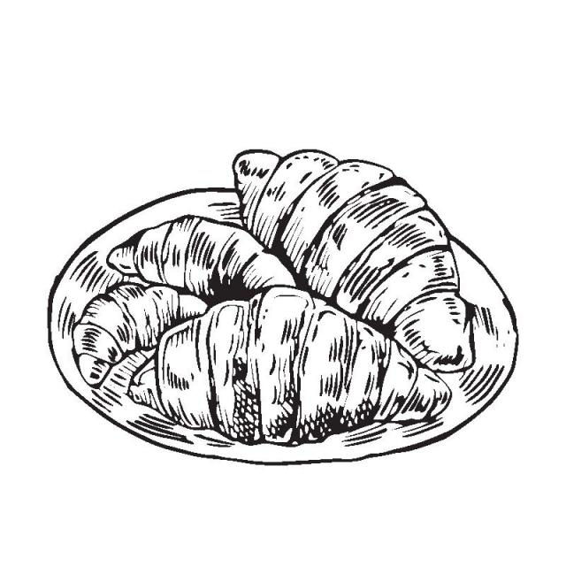 640x640 Isolated Detail Vintage Hand Drawn Croissant Sketch Illustration - Croissant Sketch