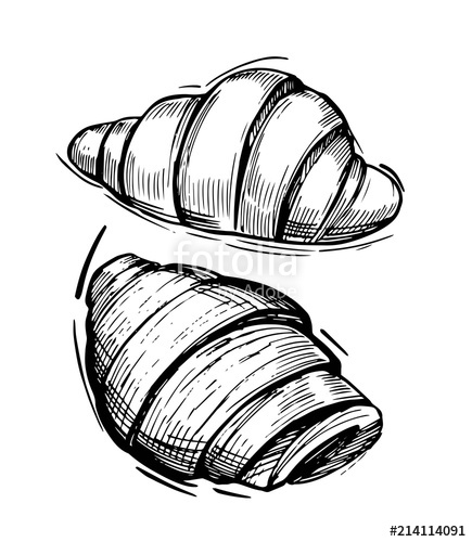 435x500 Sketch Of Croissant Stock Image And Royalty Free Vector Files On - Croissant Sketch