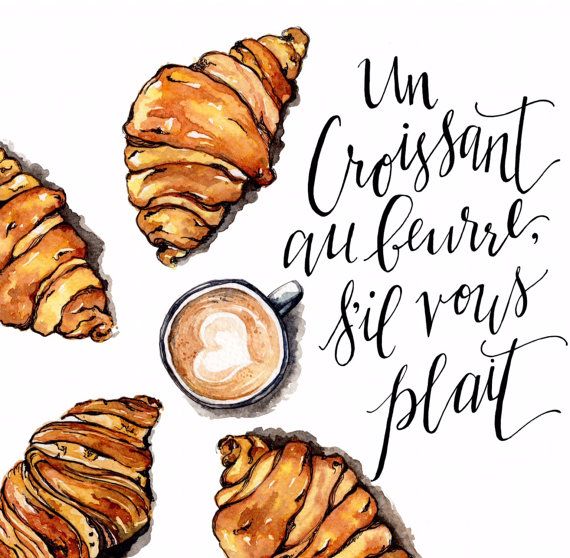 570x558 This Is Soo Pretty! Watercolour Croissants And Coffee - Croissant Sketch