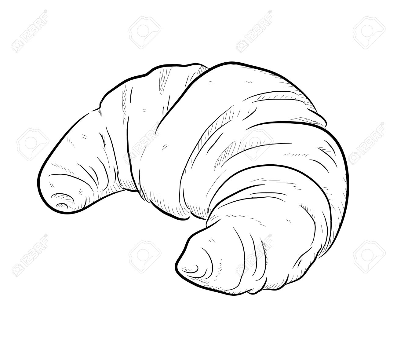 1300x1113 Croissant Clipart Black And White - Croissant Sketch
