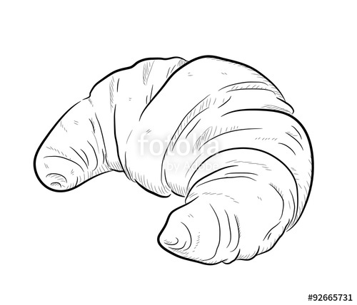 500x428 Croissant Doodle, A Hand Drawn Vector Doodle Illustration Of A - Croissant Sketch
