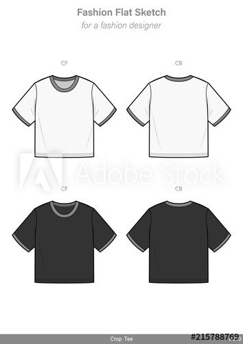 354x500 Crop Top Tee Shirt Fashion Flat Sketches Technical Drawings Teck - Crop In Sketch
