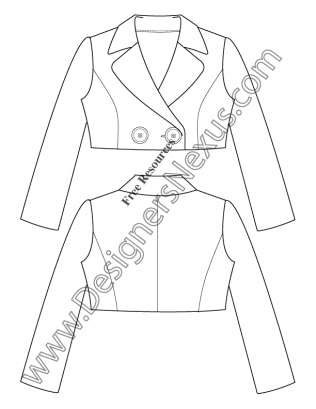 316x409 Jacket Fashion Flats V21 Cropped Blazer Sketch - Crop In Sketch