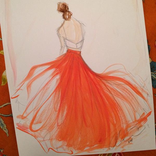 600x600 Sketch Of The Day A Sketch Of The Ball Skirt And Crop Top We Made - Crop In Sketch