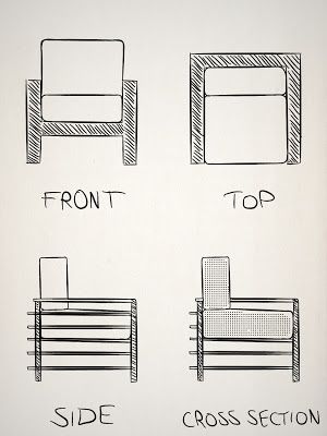 300x400 Simple Orthographic Orthographic Drawing - Cross Projection Sketch