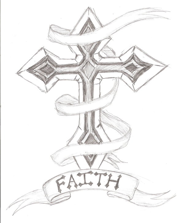 600x726 Cross Tattoo Design By The Sketch Artist - Cross Sketch