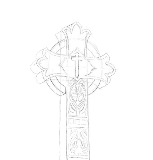 500x525 Cross Drawing Free Tutorial. Draw A Cross In Pencil. - Cross Sketch